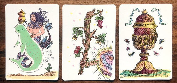 Tarot Sirene - Knight of Cups, Ace of Wands, Ace of Cups