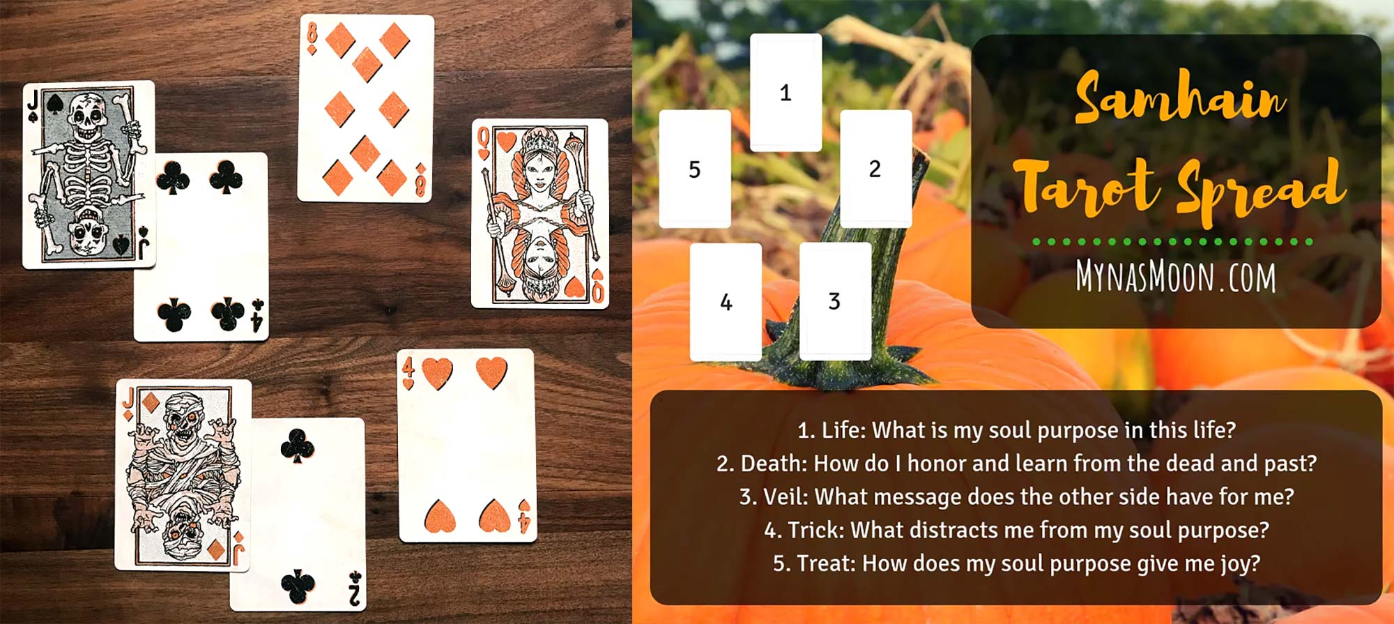 Samhain Tarot Spread - Trick or Treat Playing Cards