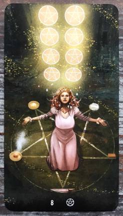 Tarot of Haunted House - Eight of Pentacles