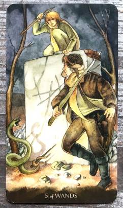 Tarot of the Little Prince - Five of Wands