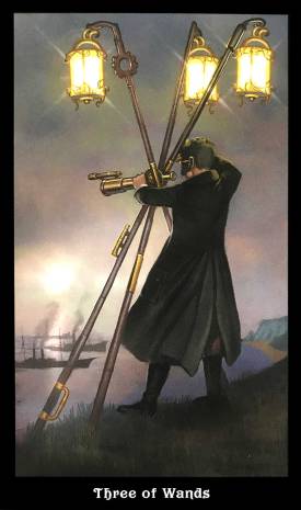 Steampunk Tarot - Three of Wands