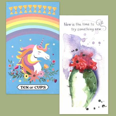 Rainbow Unicorn Tarot and Flower Fortune Cards
