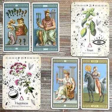 Green Witch Oracle and Michelangelo Tarot