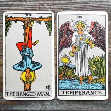 Rider Wait Tarot - The Hanged Man and Temperance