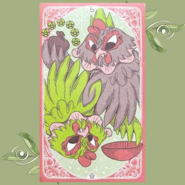 The Forest Enby Tarot - Six of Pentacles