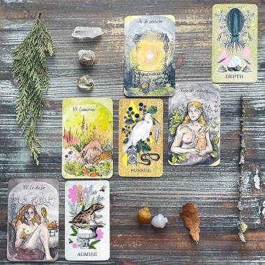 Coastal Curiosities Oracle and Le Tarot Aux Ramures Étranges - Nine of Swords