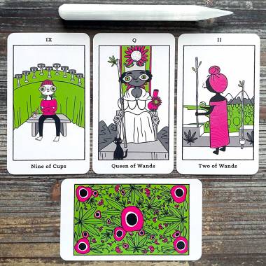 Four Twenty Tarot - Two of Wands, Queen of Wands, Nine of Cups