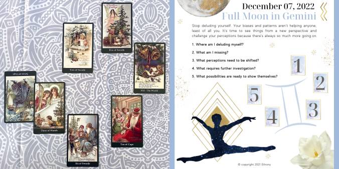 Full Moon in Gemini Tarot Reading with the Vintage Christmas Tarot