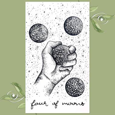 The Wandering Moon Tarot - Four of Moons - Four of Pentacles