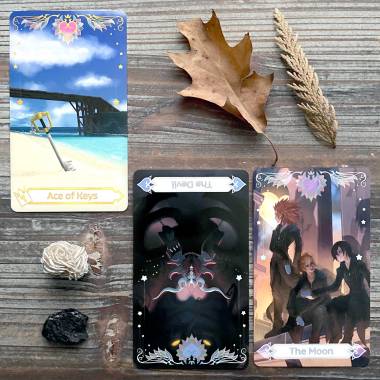 Seeker Saga Tarot - Ace of Keys, The Devil, The Moon