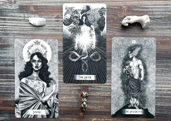The Power of Olympus Tarot - Naiad, The Devil, The Magician