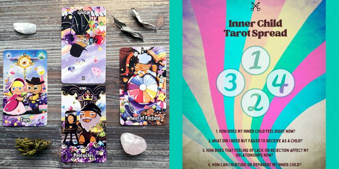 Cookie Story Tarot - Two of Wands, King of Pentacles, Two of Cups, Wheel of Fortune