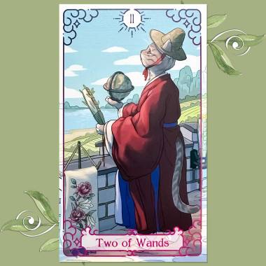 Purple Cat Tarot - Two of Wands