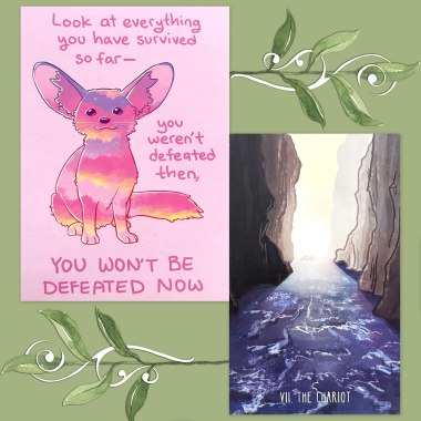 The Chariot from the Spacious Tarot and Thera-Pets Emotional Support Animal Cards