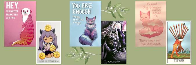 Cute Chibi Tarot, Dream within Dreams Tarot, Florana Tarot, and Thera-Pets Emotional Support Animal Cards