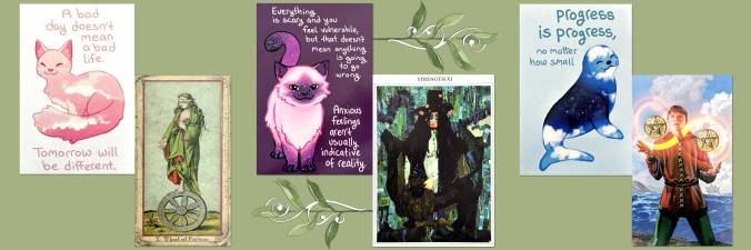 Deck of the Bastard, Tapestry Tarot, Witches Tarot, and Thera-Pets Emotional Support Animal Cards