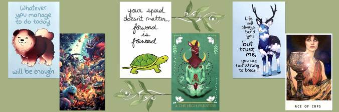 Magic Planet Tarot, Living Thread Tarot, Raincoast Visions Tarot, and Thera-Pets Emotional Support Animal Cards