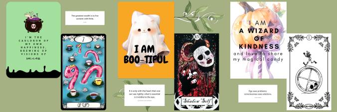 Cute and Creepy Tarot, Earth Whispers Tarot, Skele-Tarot, and Halloween Affirmation Cards
