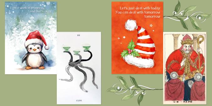 Trickster's Journey Tarot, Snail Marseille, and Christmas Affirmation Cards