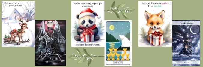 Sentient Tarot, Beartarot, Lunar Tarot, and Christmas Affirmation Cards