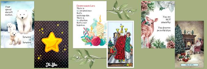Finding the positive with the Christmas Tarot Major Arcana Deck, Christmas Tarot, Yuletide Tarot, and Christmas Affirmation Cards