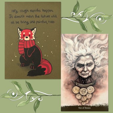 Witch Sister Tarot's Ten of Stones (Ten of Pentacles) and the It's Going To Be Okay 2024 Day-to-day Calendar By Kate Allan