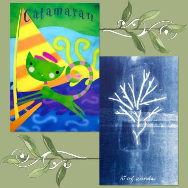 Blue Earth Tarot's Ten of Wands and Cat Comfort Cards