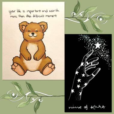 The Wandering Moon Tarot Midnight Sky Edition Nine of Stars (Nine of Pentacles) and It's Going to Be Okay 2024 Day-to-Day Calendar by Kate Allan