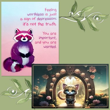 Fantasy Feline Tarot, Ten of Pentacles, It's Going to Be Okay 2024 Day-to-Day by Kate Allan