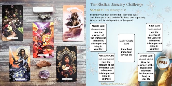 78Tarot Magical - The Chariot, Two of Wands, Ace of Cups, Knight of Swords, Seven of Pentacles