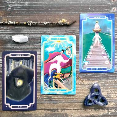 Hong Kong Tarot - The Hermit, The Fool, Eight of Cups