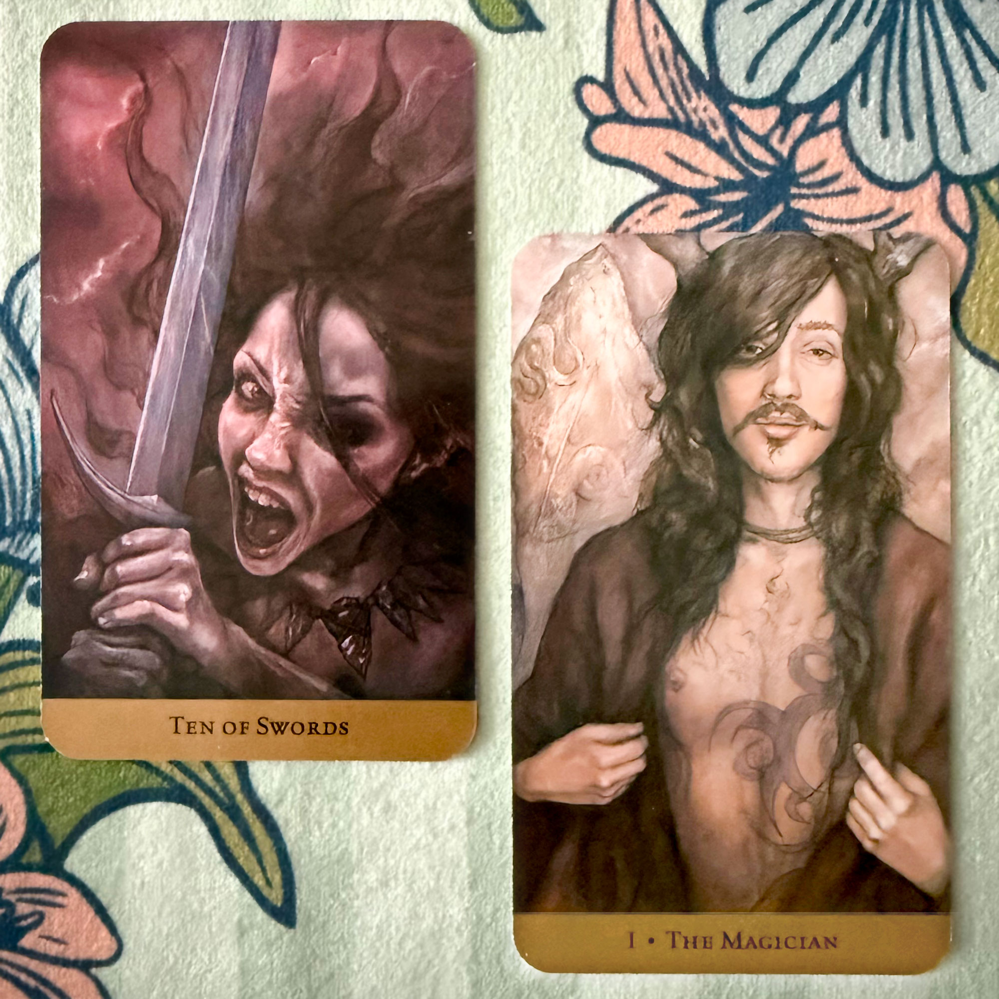 Tarot of the Hidden Realm - Ten of Swords and The Magician