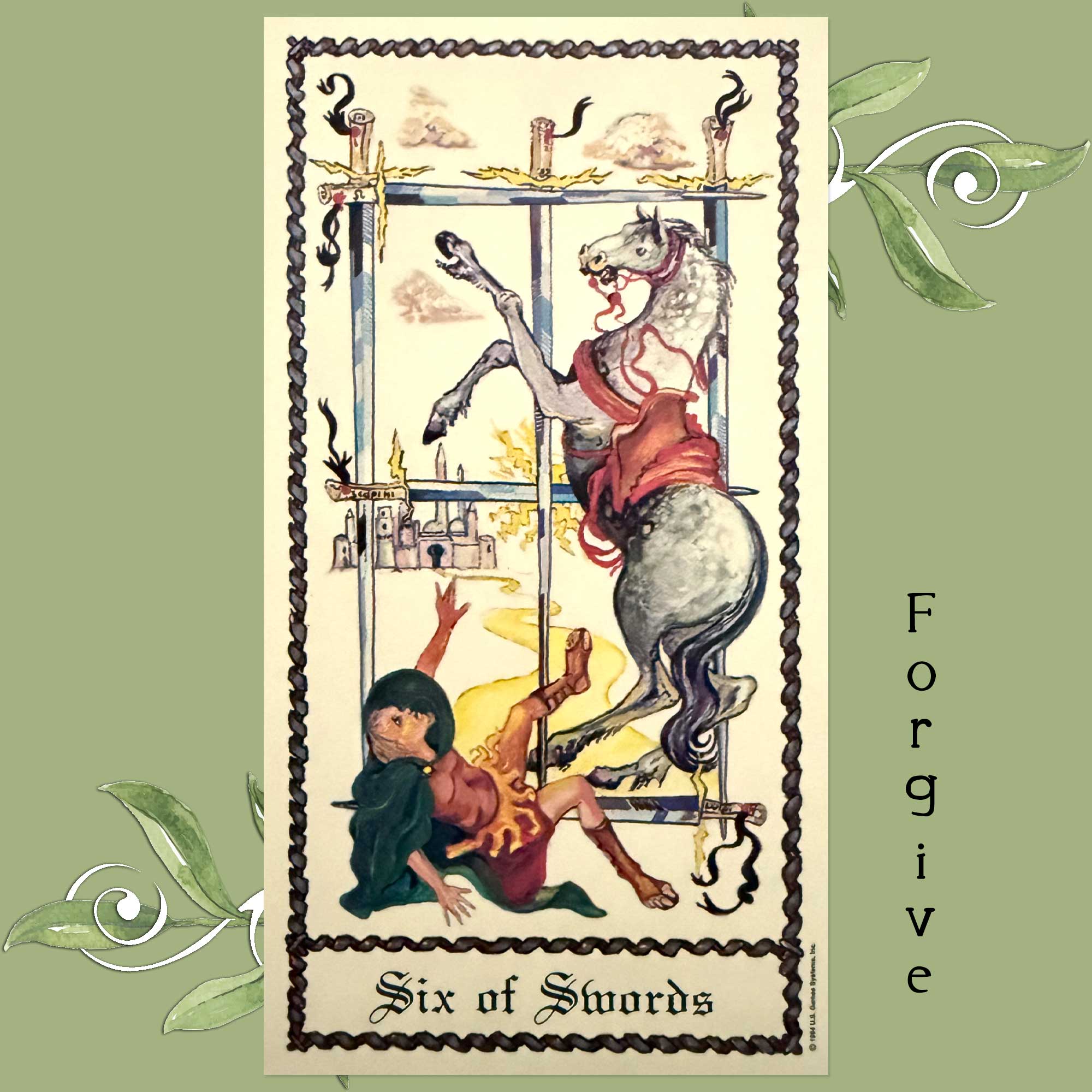 The Medieval Scapini Tarot - Six of Swords