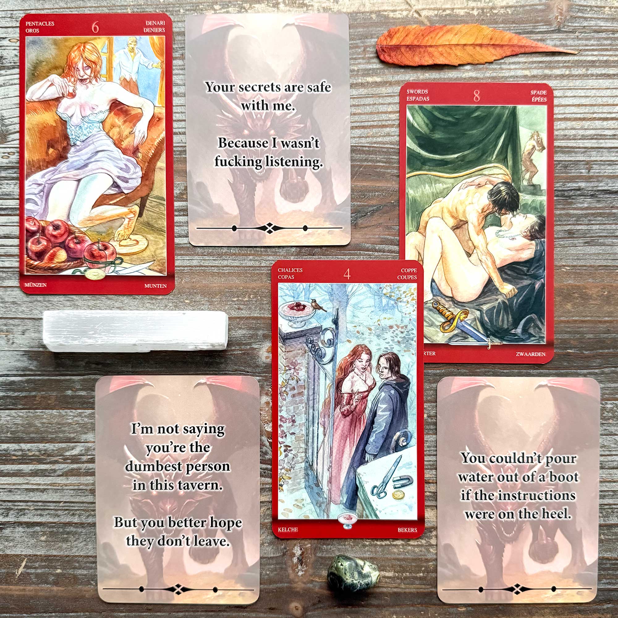 Tarot Reading with the Tarot of Sexual Magic and Deck of Many Insults