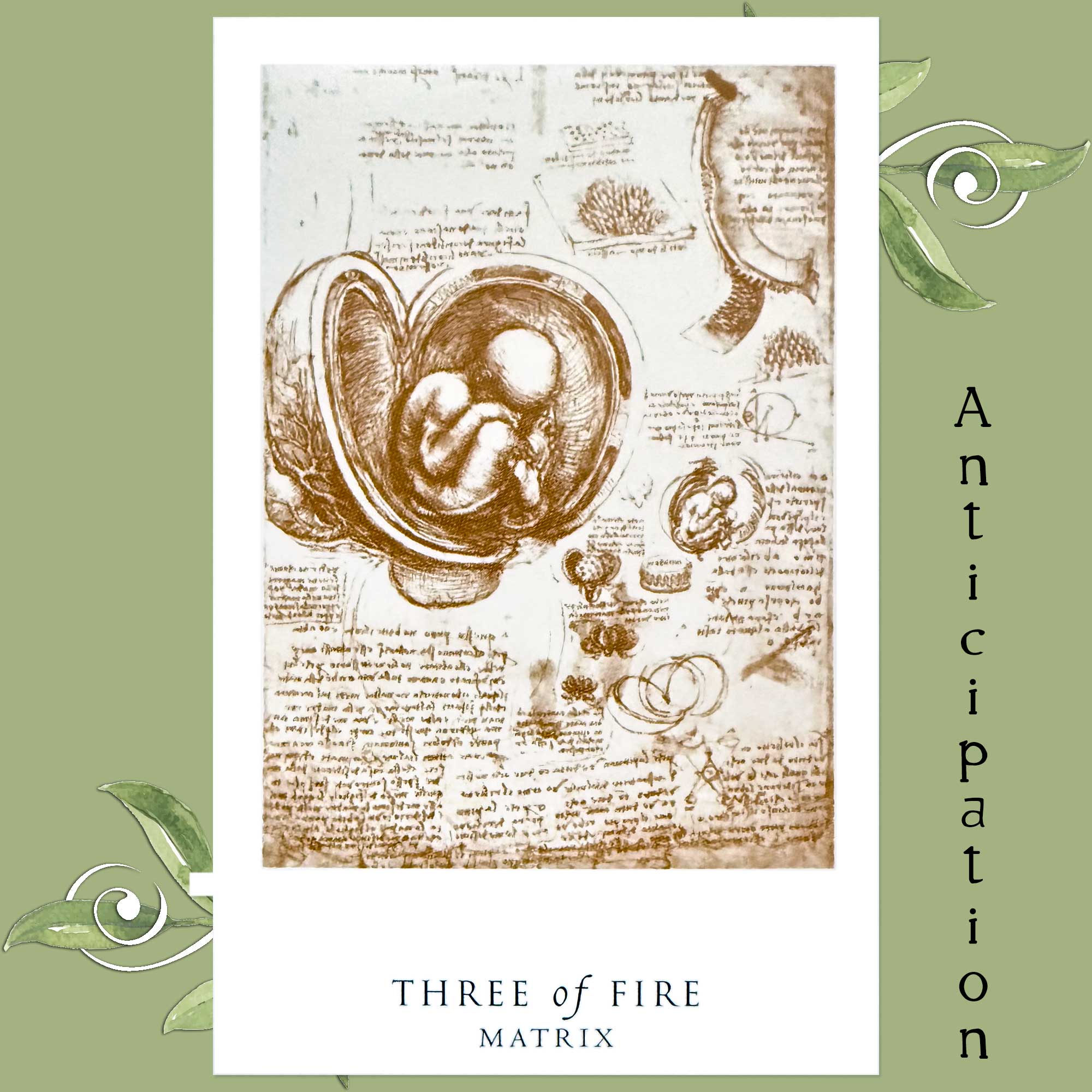 Da Vinci Enigma Tarot - Three of Wands, Three of Fire