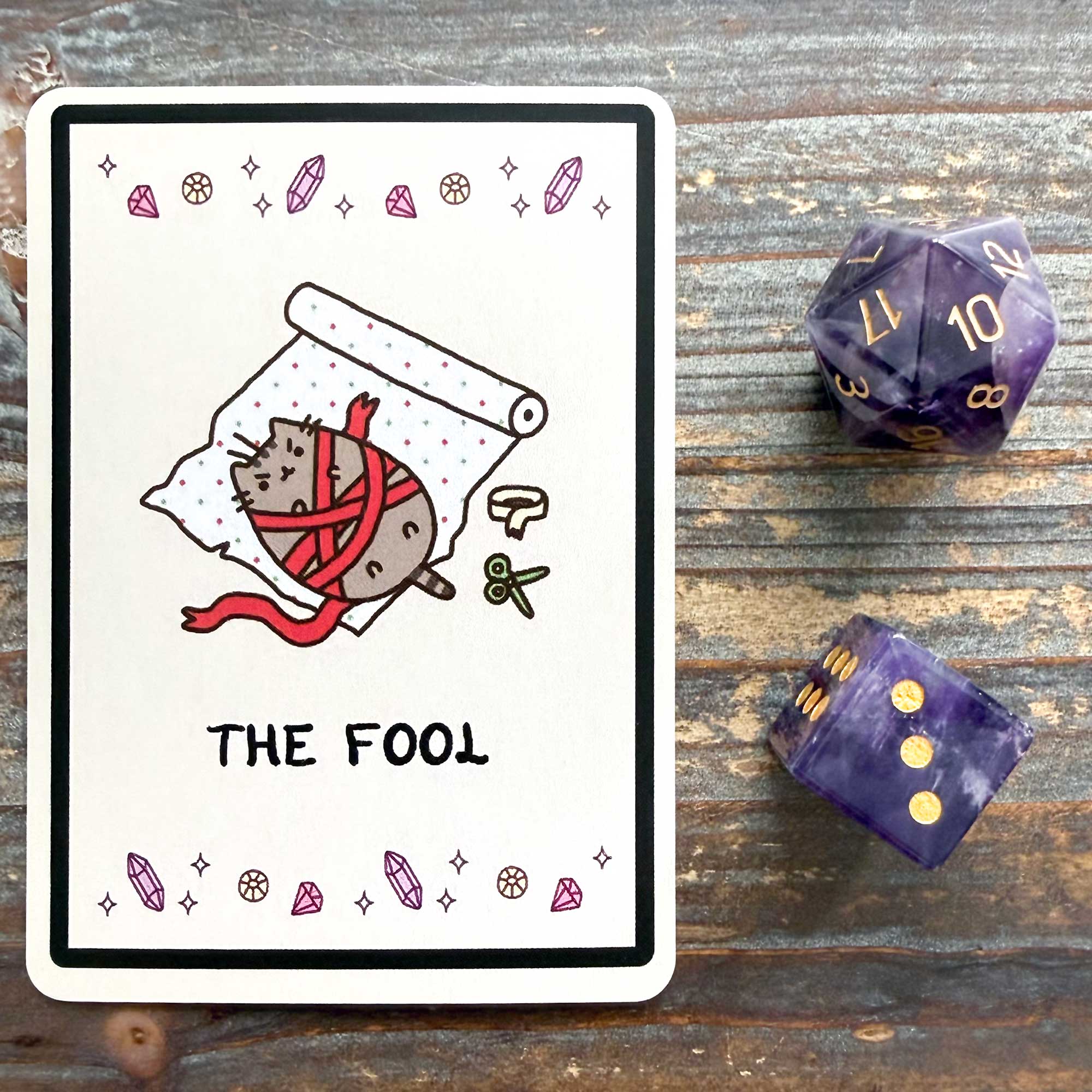 Tarot Activity from The One Card a Day Journal by Maria Sofia Marmanides - Plusheen the Cat Tarot - The Fool