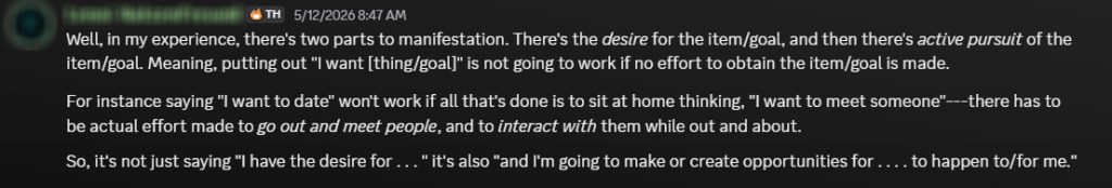 Manifestation Quote from Tarotholics Discord Member