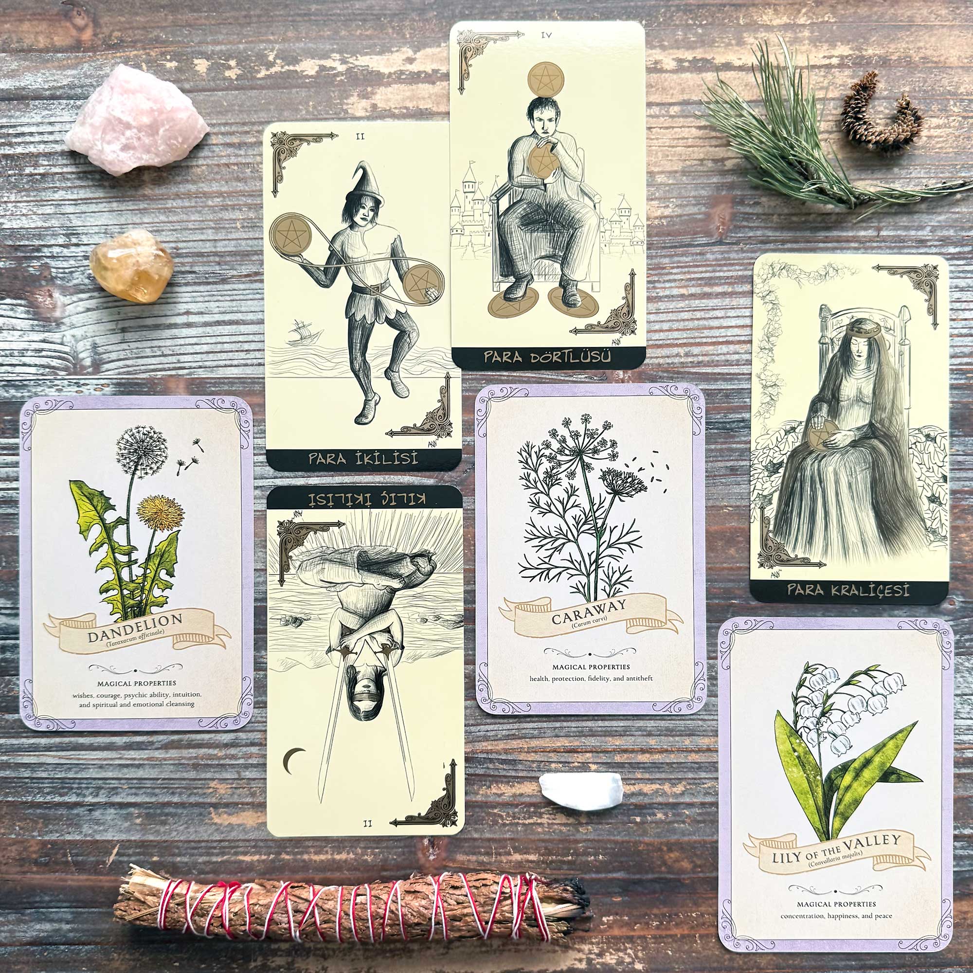 Tarot Reading with the Tarot 78 Kart & Kîtap and The Green Witch's Deck of Magical Herbalism