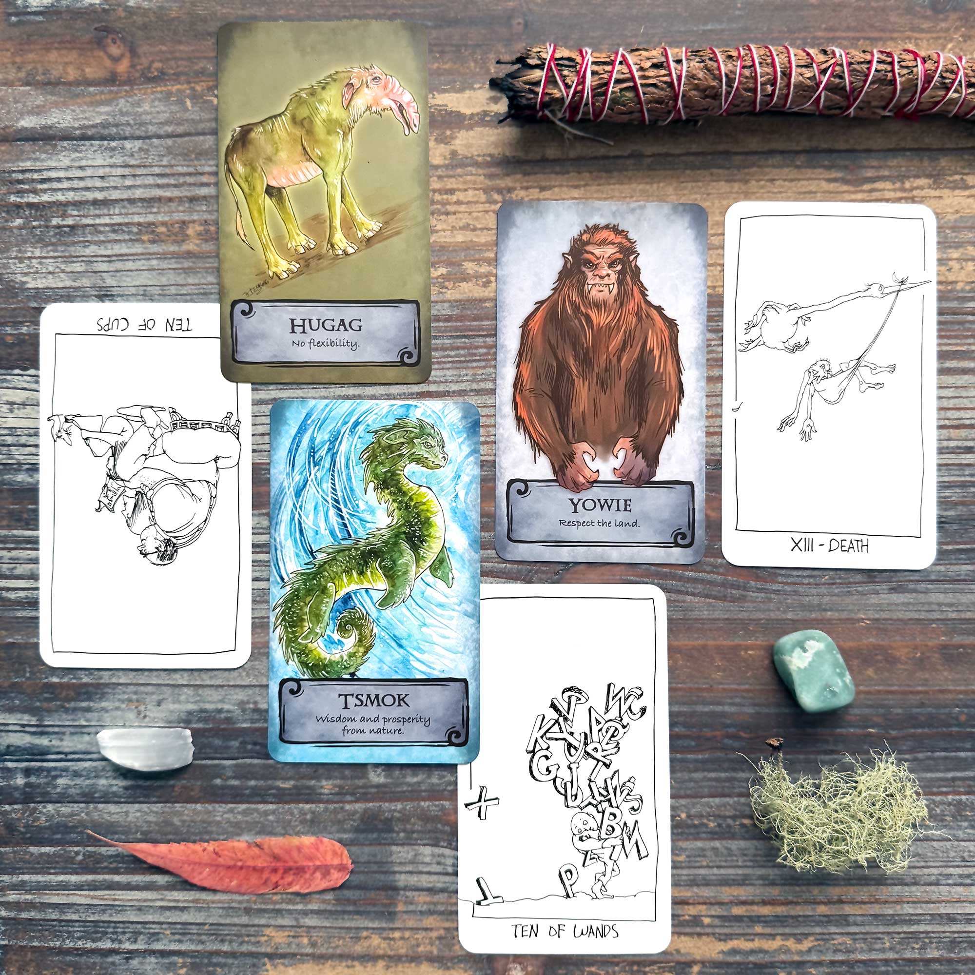 Tarot Reading with the Unofficial Shel Silverstein Tarot and Strange & Eerie Cryptid Creatures Oracle