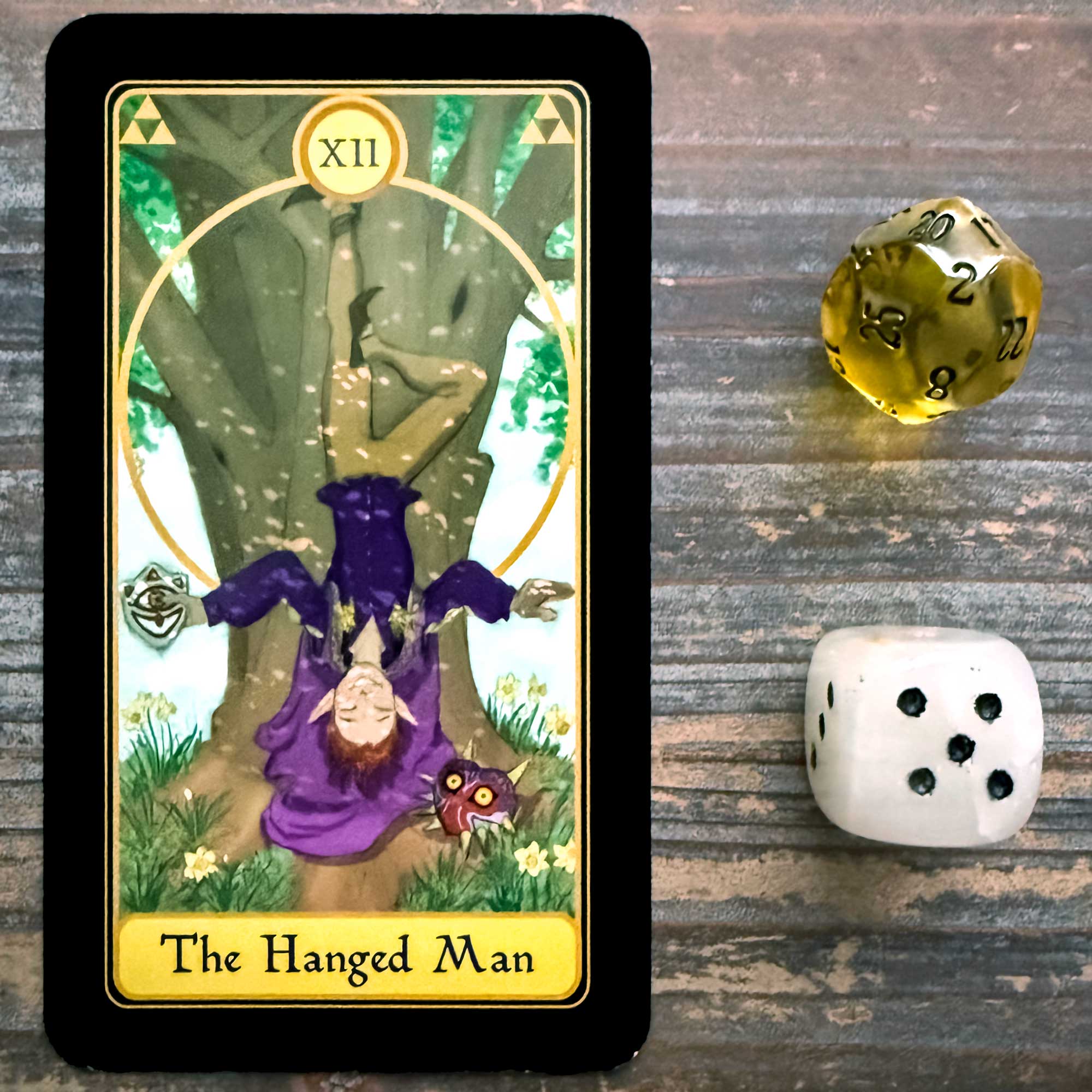 Tarot Activity from The One Card a Day Journal by Maria Sofia Marmanides - Legend of Zelda Tarot - The Hanged Man card