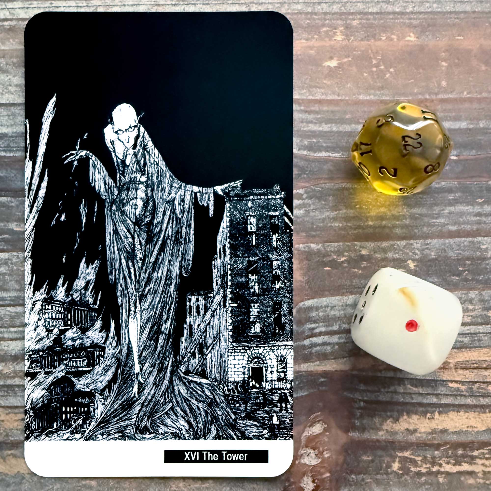 Tarot Activity from The One Card a Day Journal by Maria Sofia Marmanides - Tarot of Harry Clarke - The Tower card